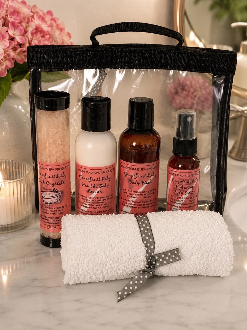 Lemongrass Spa Grapefruit Lily Bath & Body Gift Set | New Travel Spa Kit